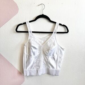 Exquisite Form Longline Bra White 38B Vintage Pin Up Retro Corset Style Bustier